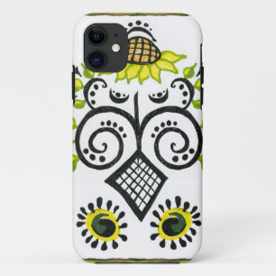 Sunflower Folk Pattern by Alexandra Cook iPhone 11 Case
