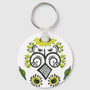 Sunflower Folk Pattern by Alexandra Cook Keychain
