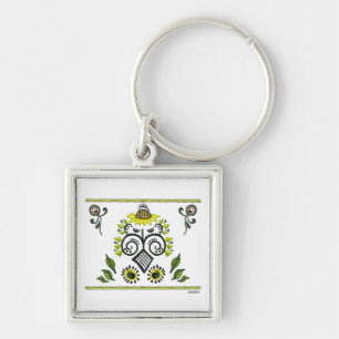 Sunflower Folk Pattern by Alexandra Cook Keychain