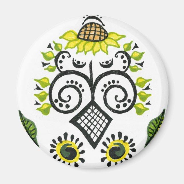 Sunflower Folk Pattern by Alexandra Cook Magnet (Front)
