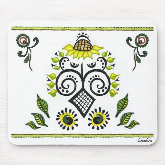 Sunflower Folk Pattern by Alexandra Cook Mouse Pad (Front)