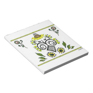 Sunflower Folk Pattern by Alexandra Cook Notepad