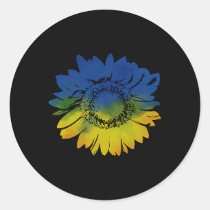 Sunflower For Ukraine Flag Colors Blue Yellow Classic Round Sticker