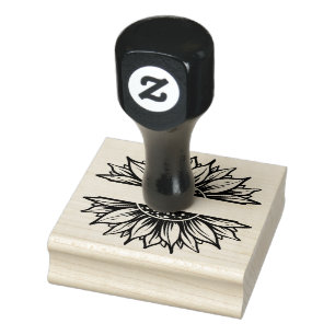 Sunflower frame address or business rubber stamp
