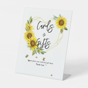 Sunflower Frame Baby Shower Cards & Gifts Pedestal Sign