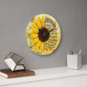 Sunflower Friendship Quote Large Clock