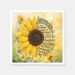 Sunflower Friendship Quote Napkin