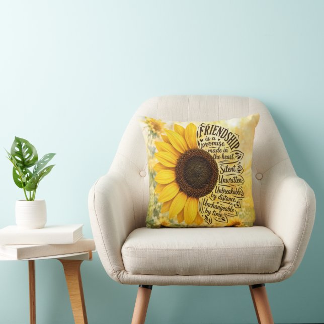Sunflower Friendship Quote Throw Pillow (Chair)