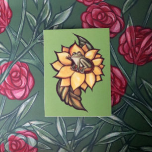 Sunflower Frog Floral Froggy Flower Postcard