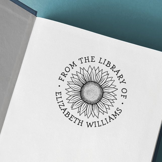 Sunflower from the library of book custom name self-inking stamp (Creator Uploaded)