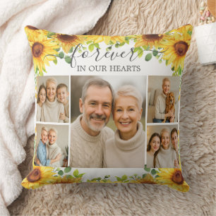 Sunflower Funeral In Loving Memory Photos Keepsake Throw Pillow
