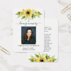 Sunflower Funeral In Loving Memory Poem Card