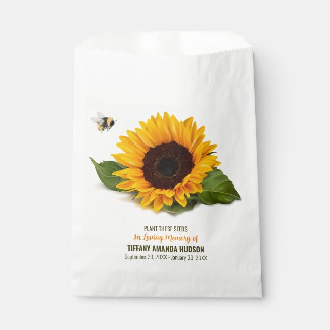 Sunflower Funeral Memorial Seed Packet Favour Bag (Front)