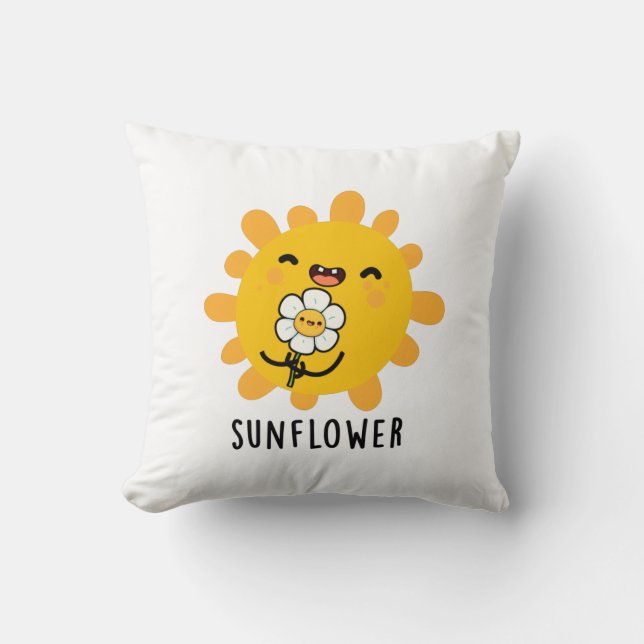Sunflower Funny Sun And Flower Pun Throw Pillow (Front)
