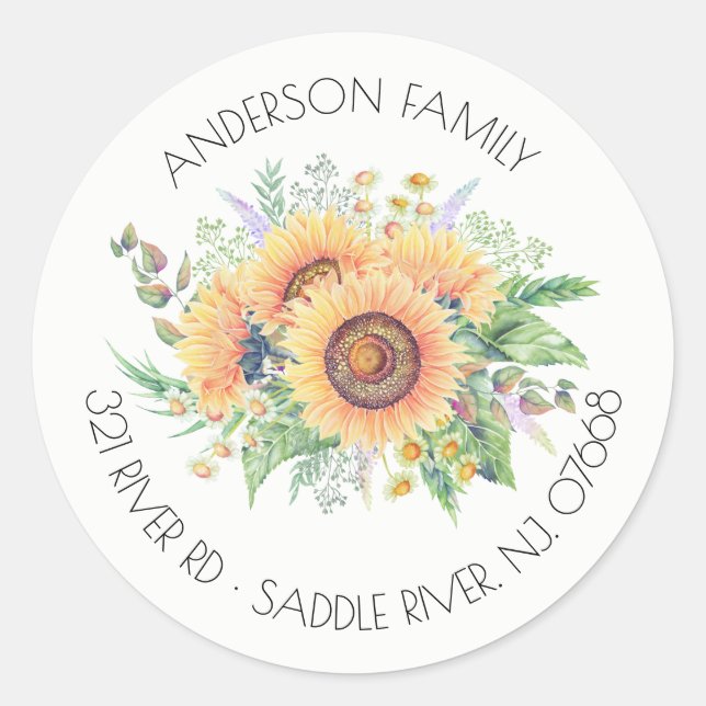 Sunflower Garden Address Label Sticker (Front)