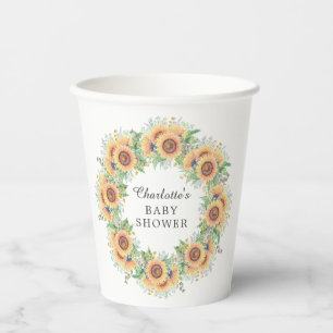 Sunflower Garden Baby Shower  Square Paper Coaster Cups