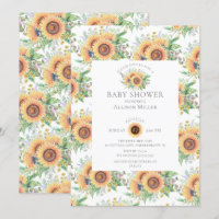 Sunflower Garden Floral  Baby Shower Invitation