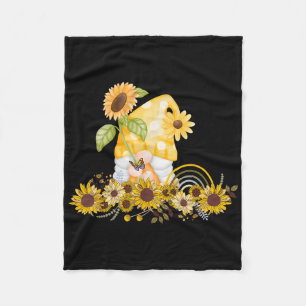 Sunflower Garden Gnome Womens Summer  Fleece Blanket
