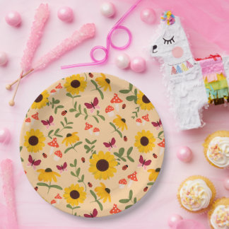 Sunflower Garden paper plate