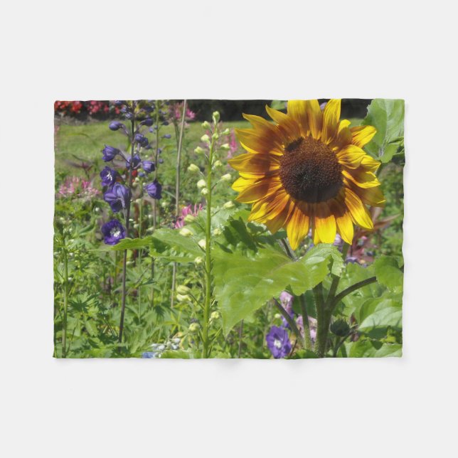 Sunflower Garden Patch Fleece Blanket (Front (Horizontal))