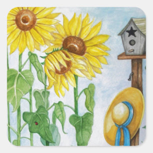 Sunflower Garden Square Sticker