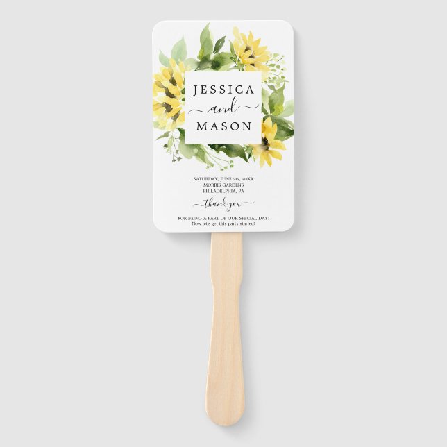 Sunflower Garden Wedding Fan Program (Front)