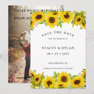 Sunflower Garden Wedding Photo  Save The Date
