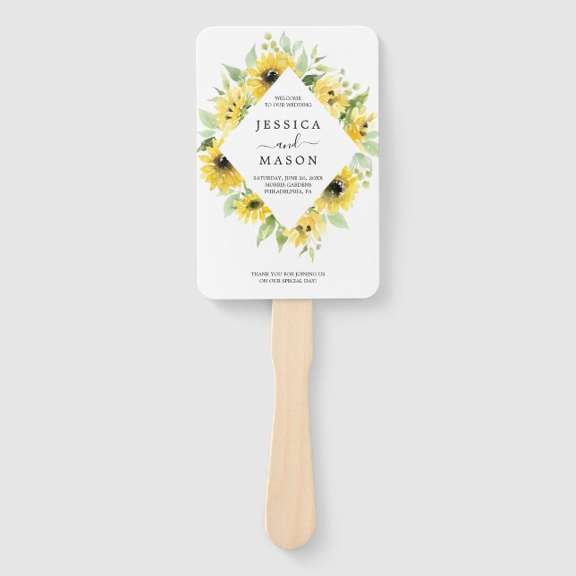 Sunflower Garden Wedding Program Fan (Front)