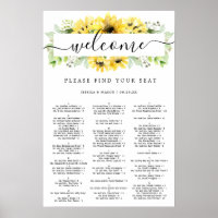 Sunflower Garden Wedding Seating Chart Sign