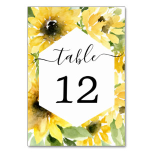 Sunflower Garden Wedding Table Numbers