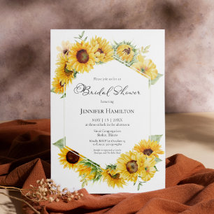 Sunflower Geometric Autumn Fall Bridal Shower Invitation