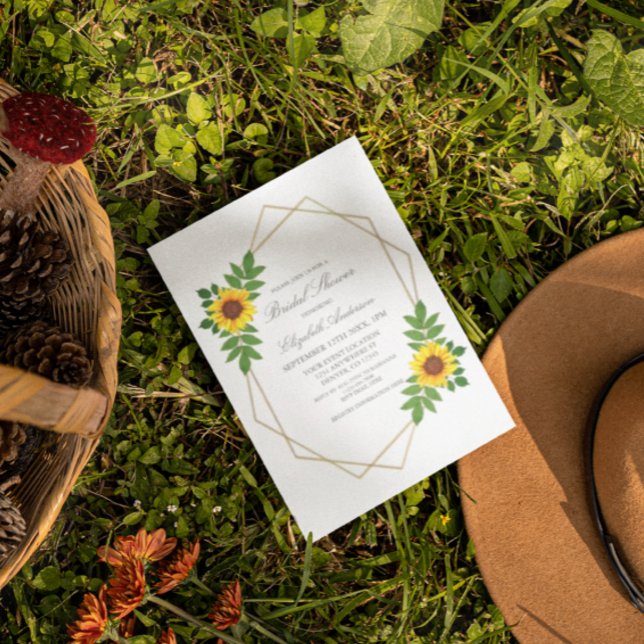 Sunflower Geometric Bridal Shower Invitation (Creator Uploaded)