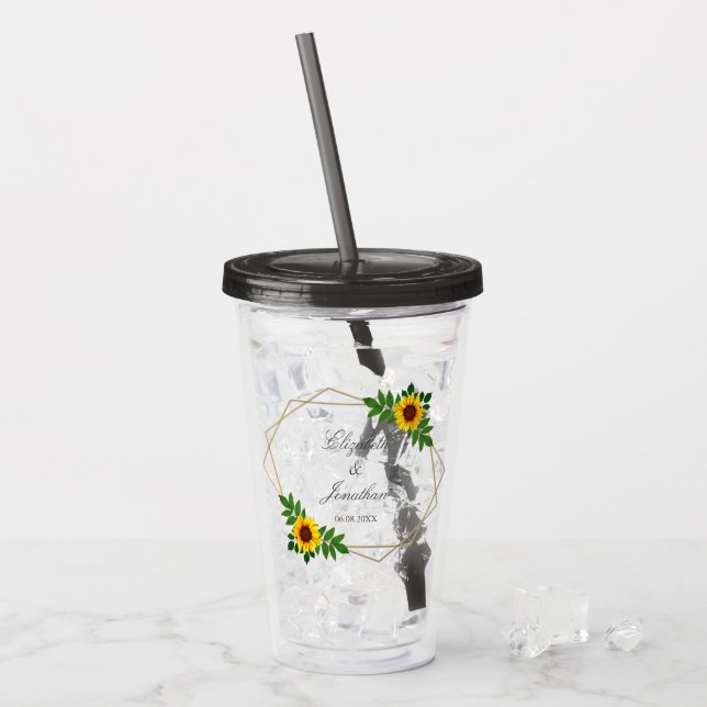 Sunflower Geometric Wedding Acrylic Tumbler (Front Ice)