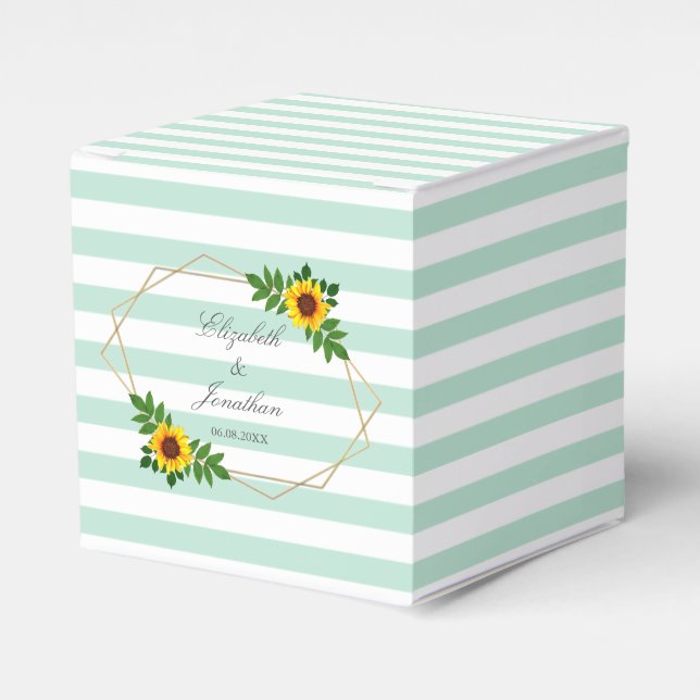 Sunflower Geometric Wedding Favor Box (Front Side)
