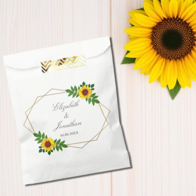 Sunflower Geometric Wedding Favour Bag (Creator Uploaded)