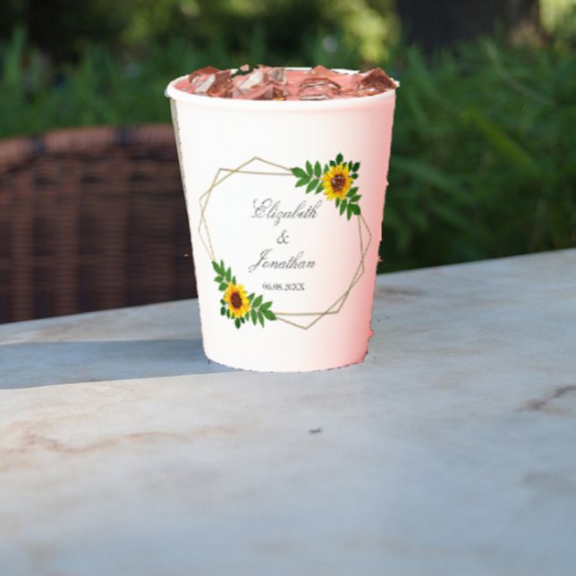 Sunflower Geometric Wedding Paper Cups (Creator Uploaded)