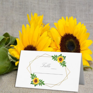 Sunflower Geometric Wedding Place Card
