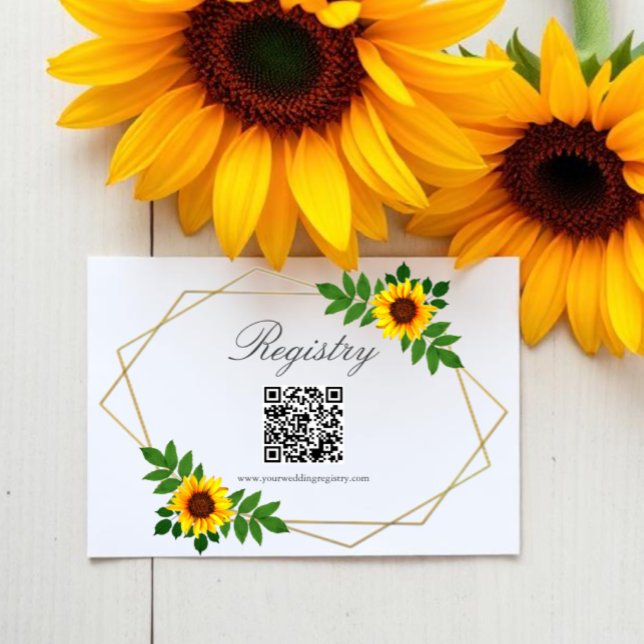 Sunflower Geometric Wedding Registry Enclosure Card (Creator Uploaded)