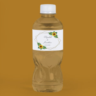 Sunflower Geometric Wedding Water Bottle Label