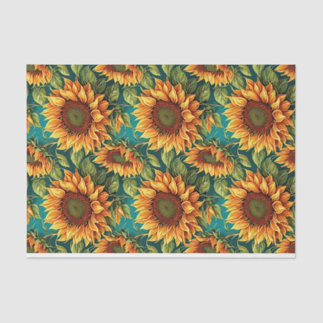 Sunflower Giants with Teal Tissue Paper (Front)