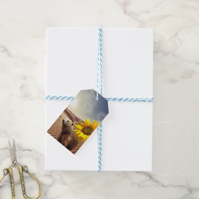 Sunflower Gift Tags Floral Bear (With Twine)
