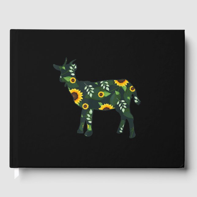 Sunflower Girl Floral Goat Kid Hawaiian Guest Book (Front)