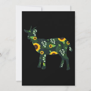 Sunflower Girl Floral Goat Kid Hawaiian Holiday Card