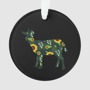 Sunflower Girl Floral Goat Kid Hawaiian Ornament