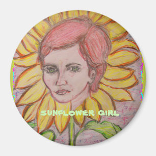 Sunflower Girl Magnet