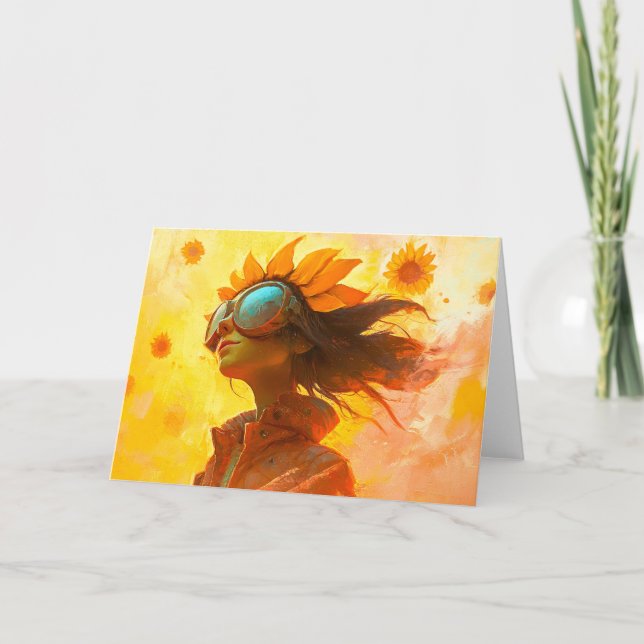 Sunflower Girl Note Card (Front)