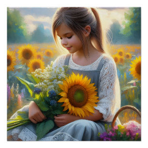 Sunflower Girl Poster