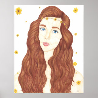 Sunflower Girl Poster Matte (16" x 20.36")