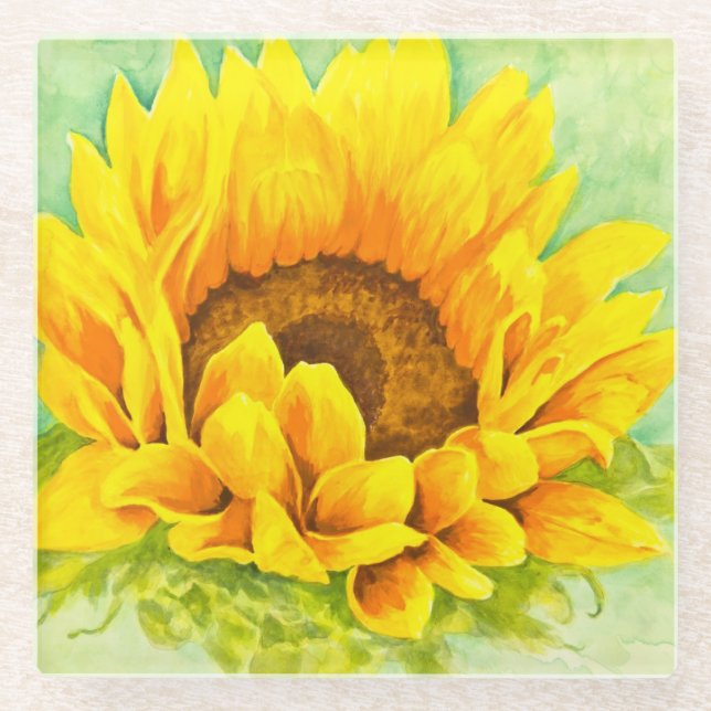 Sunflower Glass Coaster (Front)