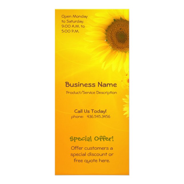 Sunflower Glow Rack Card (Front)